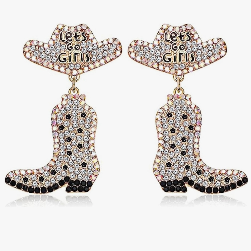 Rhinestone Cowboy Boots Earrings Cowgirl Boots Western Earrings Rodeo Jewelry